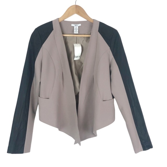 New with tag Bar III Women’s Blazer Faux Leather Trim Cardigan Jacket - Picture 5 of 16